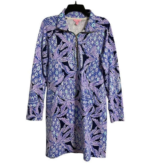 LILLY PULITZER Skipper Popover Dress Pineapple Print Collared Zip Front Small - Picture 1 of 10